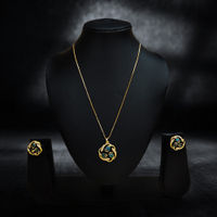Gold-Plated Chain with Swirling Enamel Floral Pendant thumbnail 1
