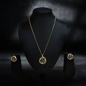 Gold-Plated Chain with Swirling Enamel Floral Pendant thumbnail 1