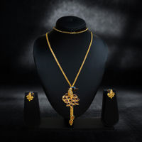 Gold-Plated Enamel Peacock Pendant Set thumbnail 1