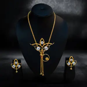 Devotional Durga Mata Face Necklace Set with Shell Accents thumbnail 1