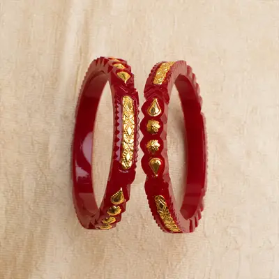 Elegant Red Pola with Gold-Plated Accents