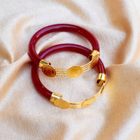 Gold-Plated Guinea Coin Red Pola Bangles thumbnail 1