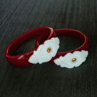 Red Pola with Authentic Carved Conch Shell Accents thumbnail 1