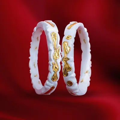 Elegant Gold-Plated Butterfly and Peacock Shankha (Shakha) Bangles
