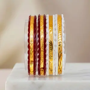 Traditional Gold-Plated Shankha (Shakha) Pola Bangle Set thumbnail 1