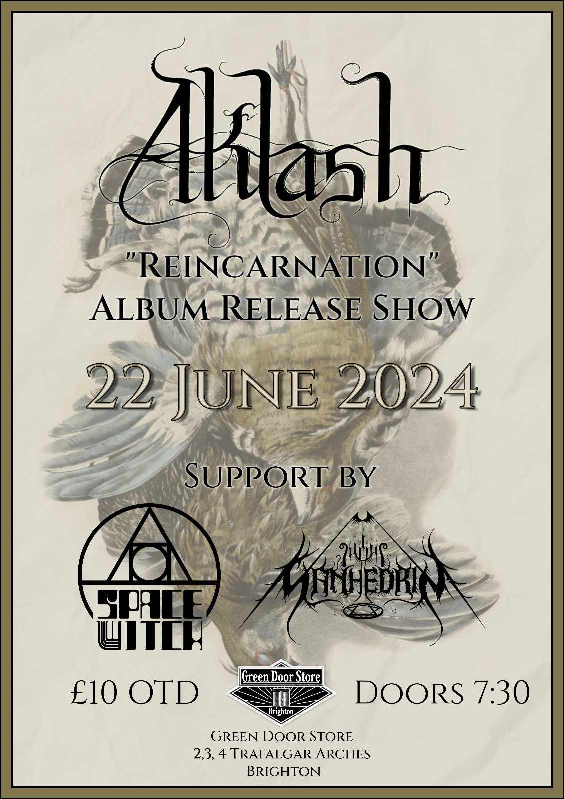 Sanhedrin live in Brighton at Green Door Store with Aklash and Space Witch – 22 Jun 2024
