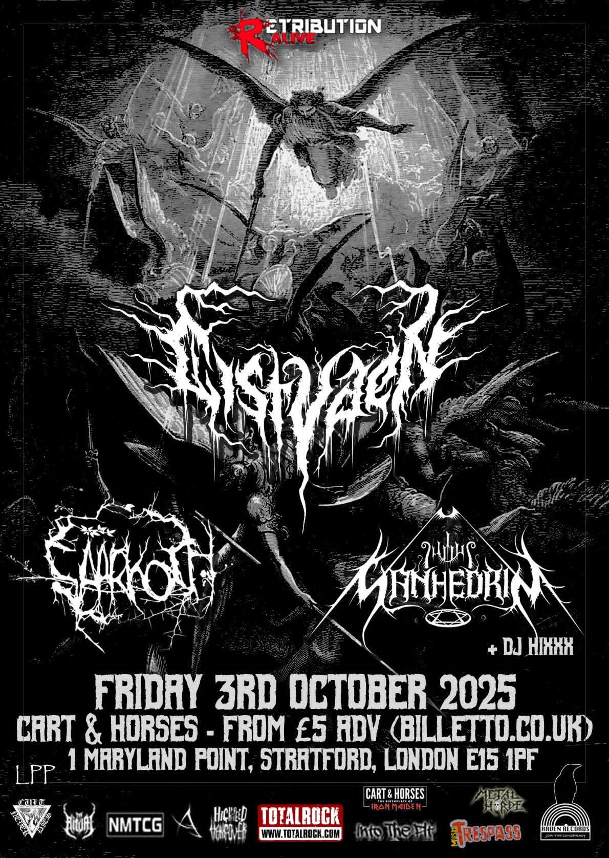 Sanhedrin live in London at Cart & Horses with Cistvaen and Saarkoth – 03 Oct 2025