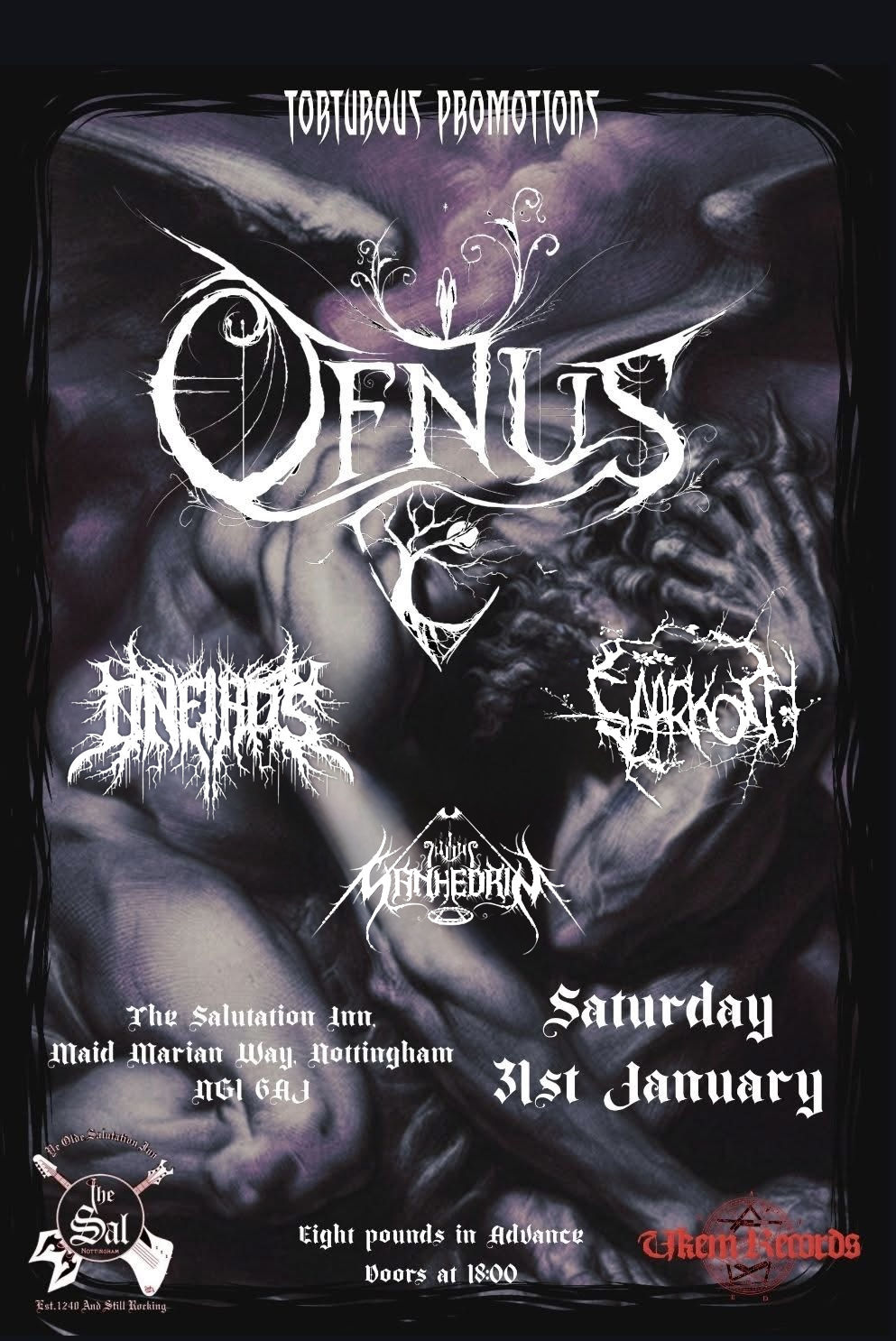 Sanhedrin live in Nottingham at Old Salutation Inn with Ofnus, Oneiros and Saarkoth - 31 Jan 2026