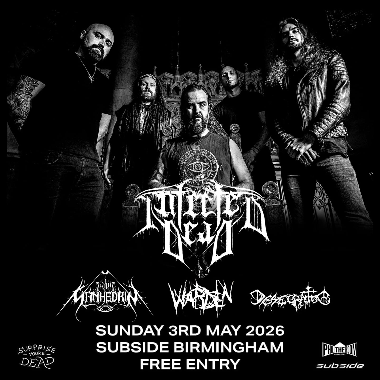 Sanhedrin live in Birmingham at Subside with Infected Dead, Warden and Desecrator - 03 May 2026
