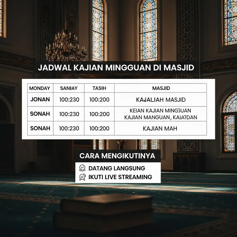 Jadwal Kajian Mingguan di Masjid dan Cara Mengikutinya - Informasi