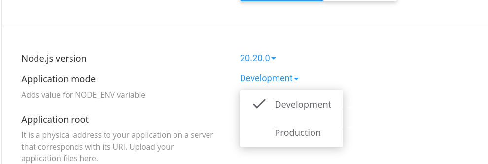 cpanel Environment switch toggle