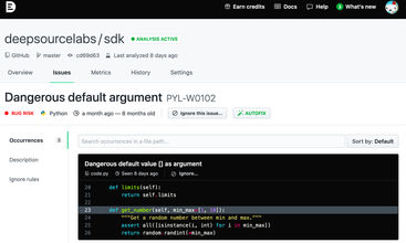 DeepSource screenshot