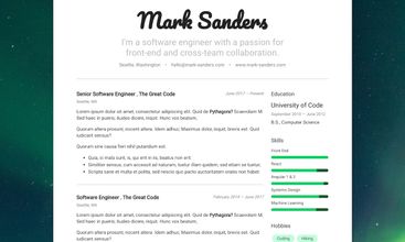 HTML Resume screenshot