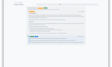 Hosted Status Page screenshot