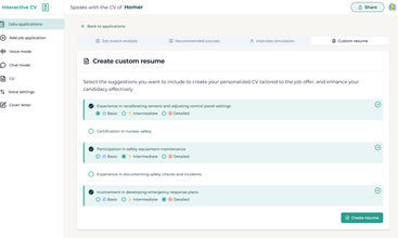 Interactive CV screenshot