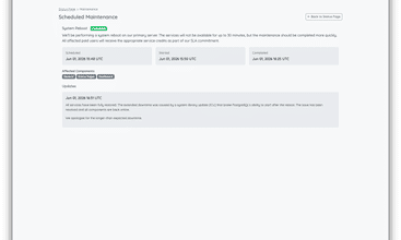Hosted Status Page screenshot