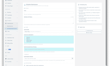 Hosted Status Page screenshot