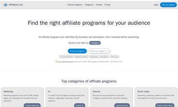 AffiliationList screenshot