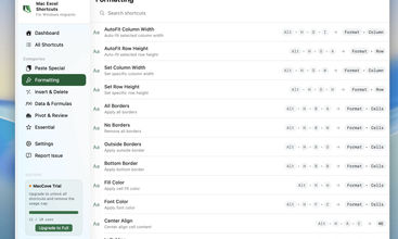 Mac Excel Shortcuts screenshot