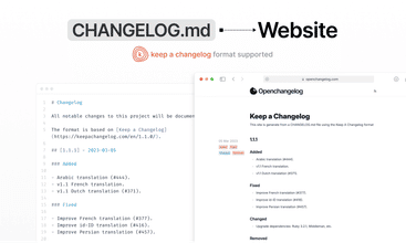 Openchangelog screenshot