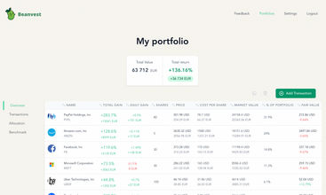 Beanvest screenshot
