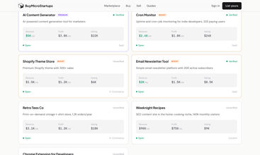 BuyMicroStartups screenshot