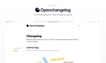 Openchangelog screenshot