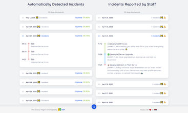 Hosted Status Page screenshot