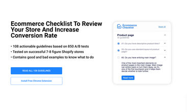 Ecommerce Conversion Checklist screenshot