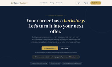 Career Backstory screenshot