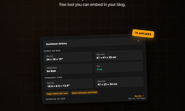 Carry-on size widget screenshot