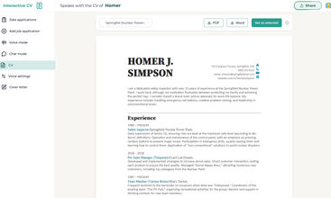 Interactive CV screenshot