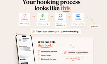 RadiusHQ - Your linkibio with booking screenshot