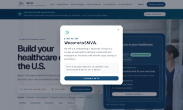 SM VIA is a U.S. healthcare platform screenshot