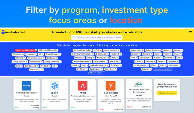 Incubator List