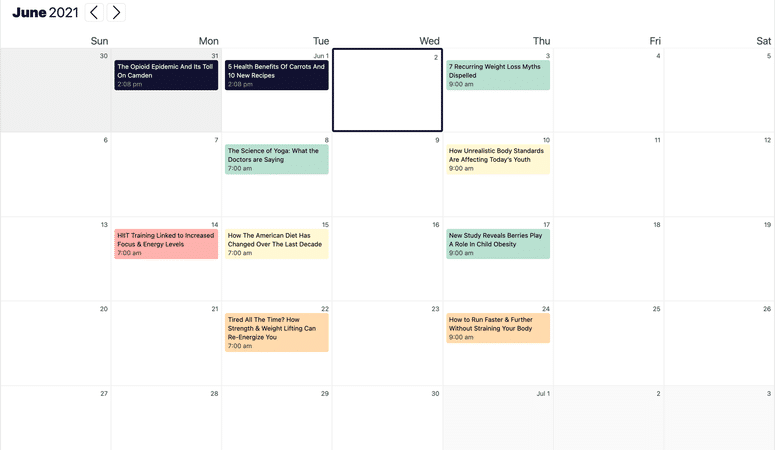 Strive Content Calendar