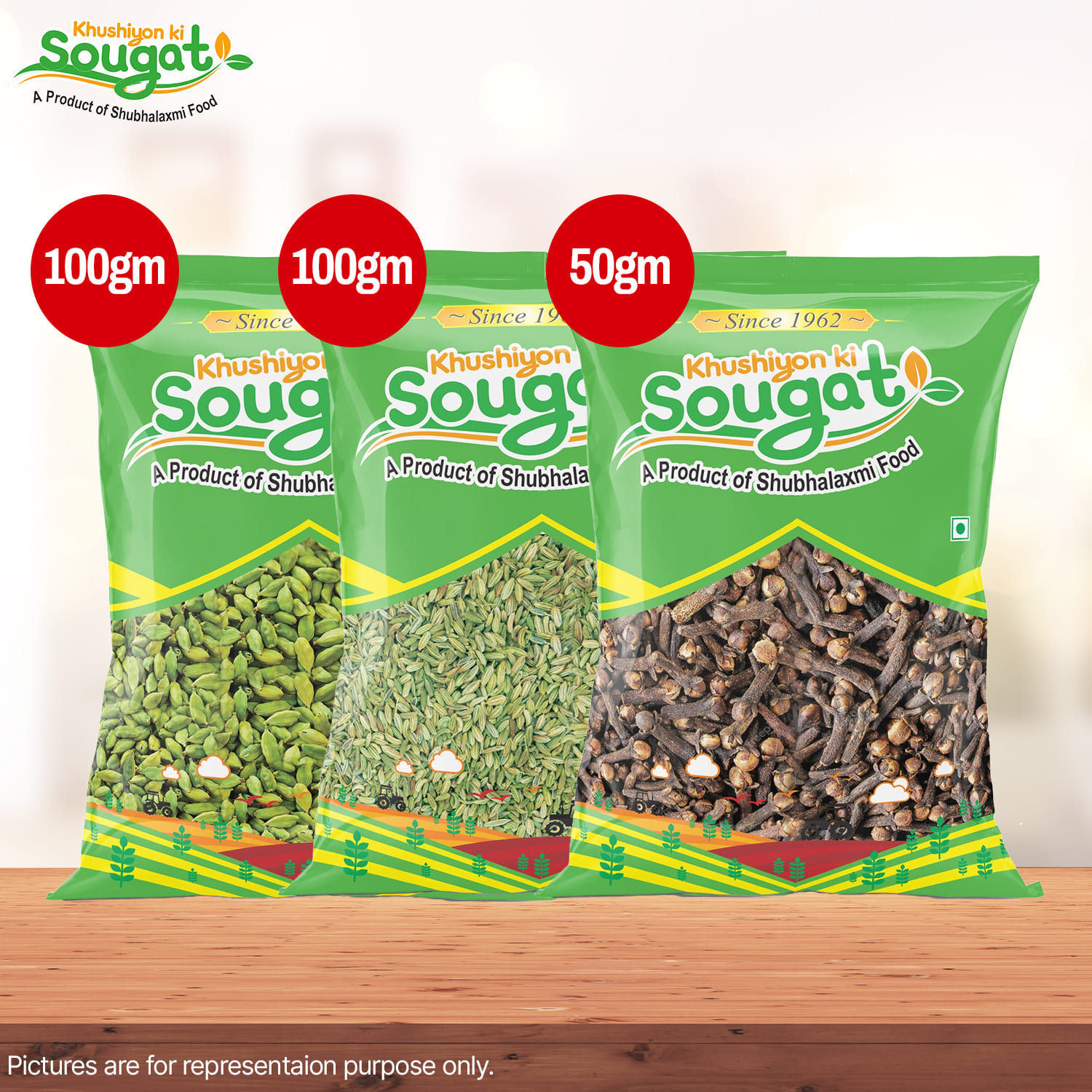 Daily Combo-Elaichi green-100g,Sauf small-100g,Lung-50g Pack of 3