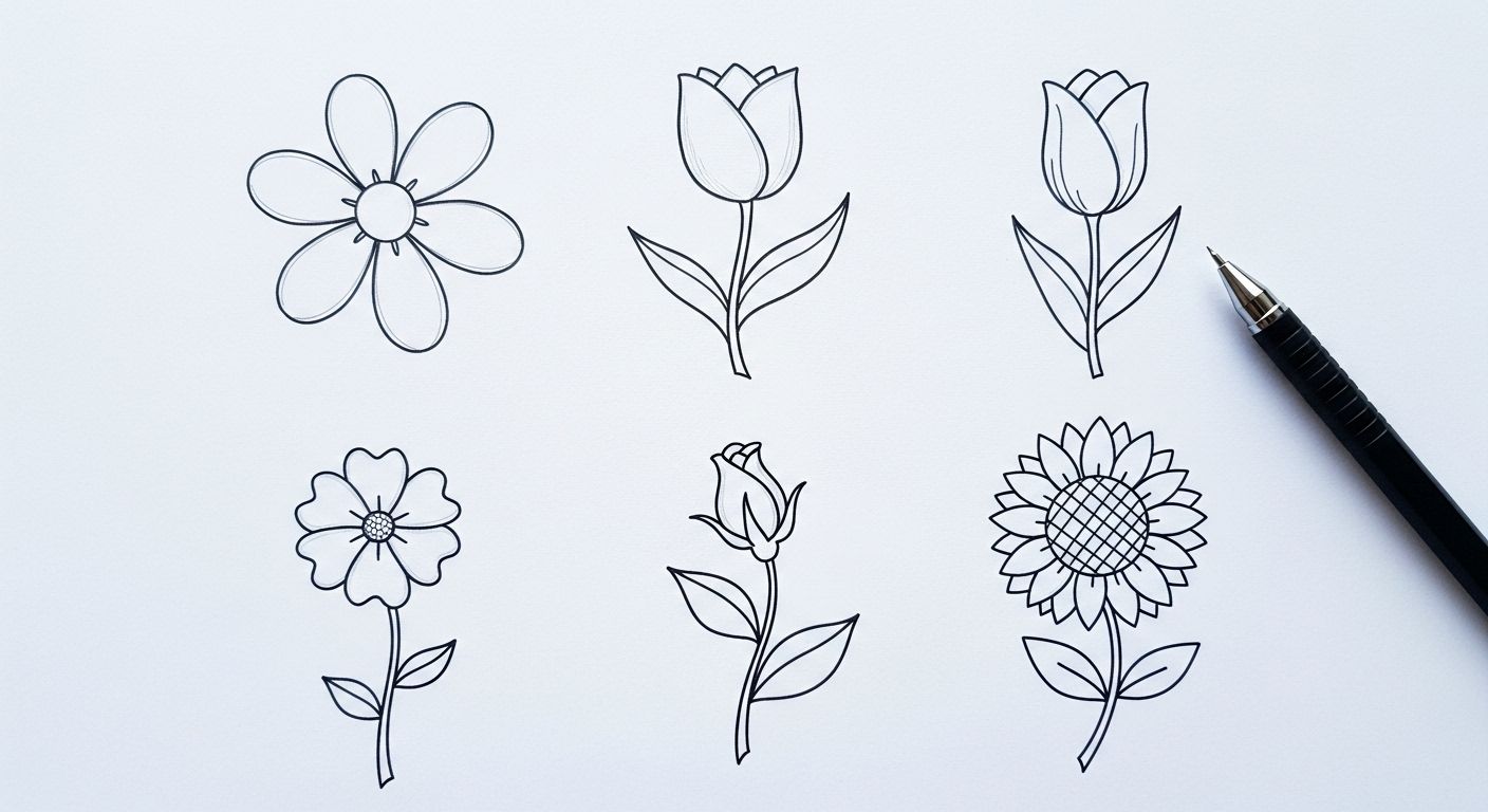 Easy Flower Designs to Draw Beginner Ideas