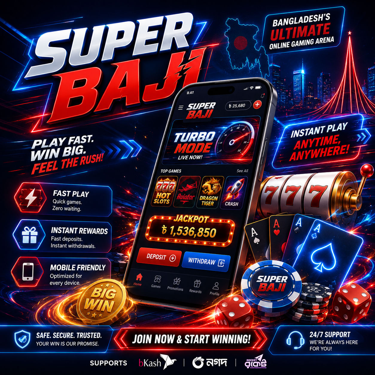 SUPER BAJI ⚡ Bangladesh Fast Game Arena for Crash, Slots & Instant Casino Play