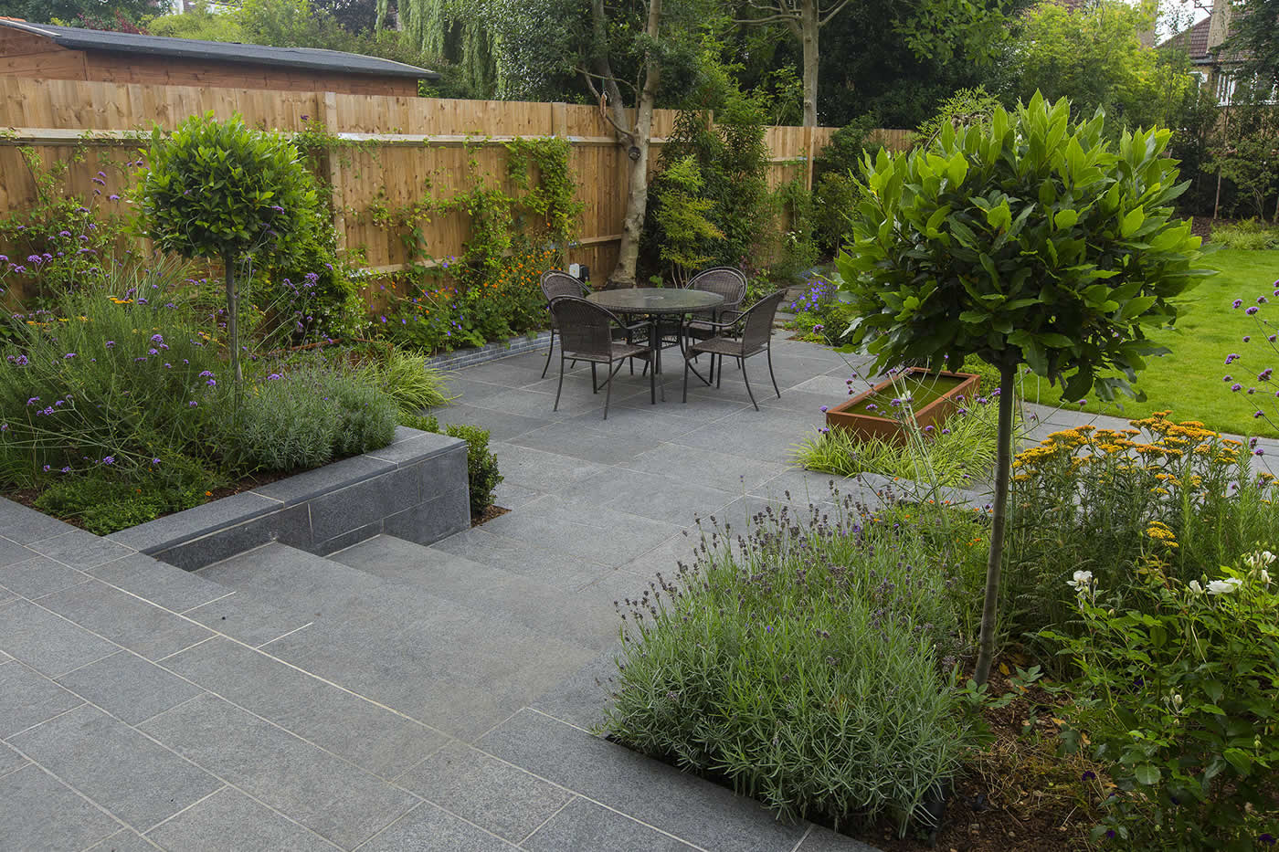 Family Garden, living space designed with informal stepping stones and