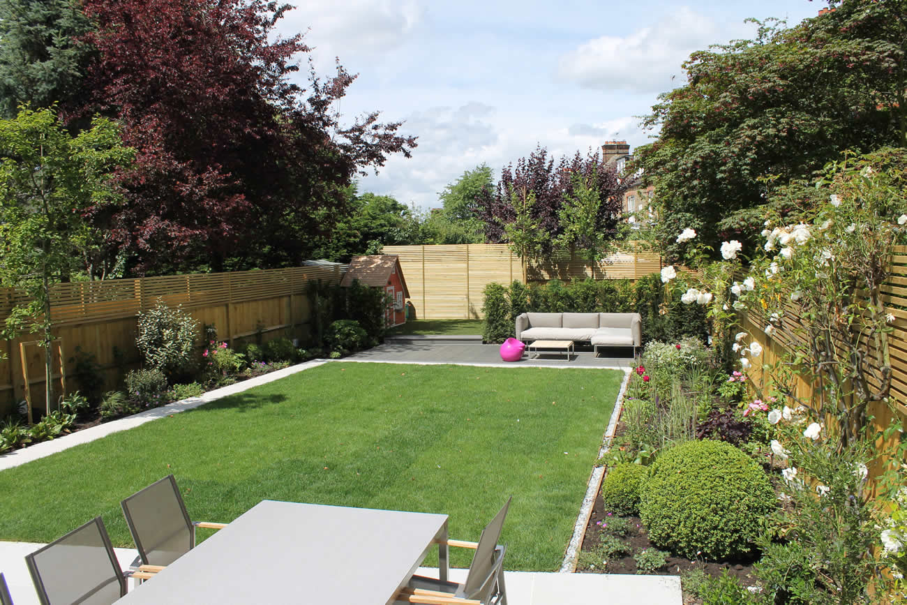 Beautifully designed garden, decking terrace, timber screens and fenci