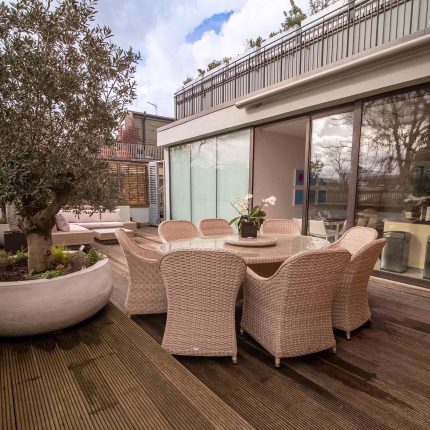 Book a consultation near me with specialist Roofer Builders in London for flat roof replacement or conversion into roof top terrace or balcony, even a Green Roof Garden, Sika Roof Systems composite decking, lets create that special outdoor space, contact London Roof Gardens today.