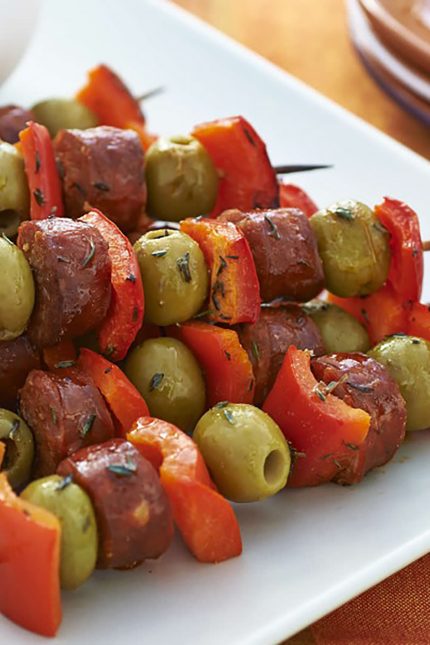 Chorizo Olives Skewer Honey-mustard Mayonnaise Recipe Spanish Restaurant Tapas Bar Taste of Spain