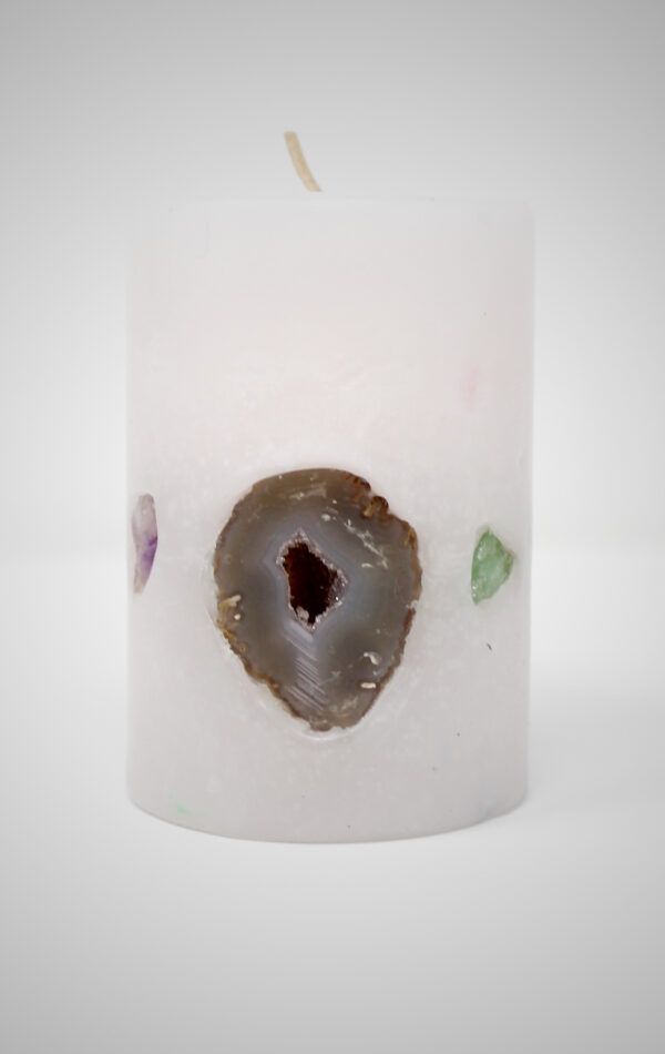 White Round Geode Candle