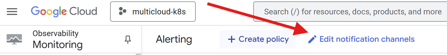Edit Notification Channels in GCP Console