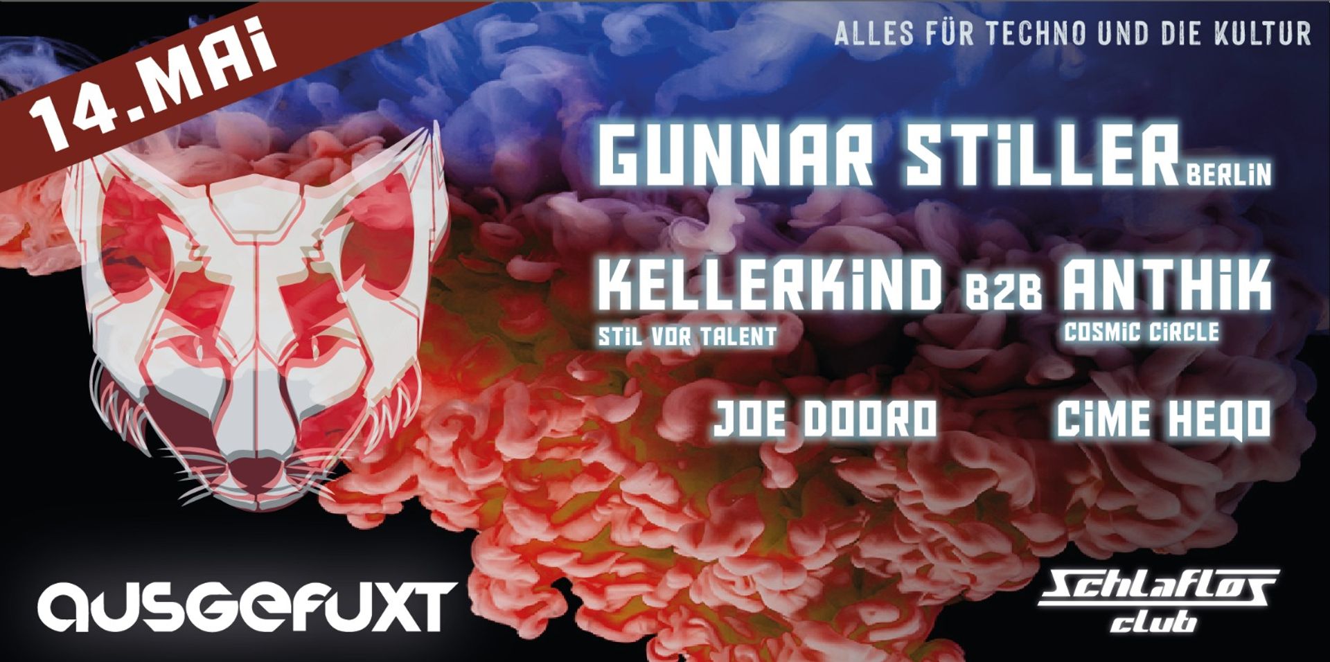 Flyer Ausgefuxt mit Gunnar Stiller, Kellerkind, Anthik 2022-05-14 20:01:00