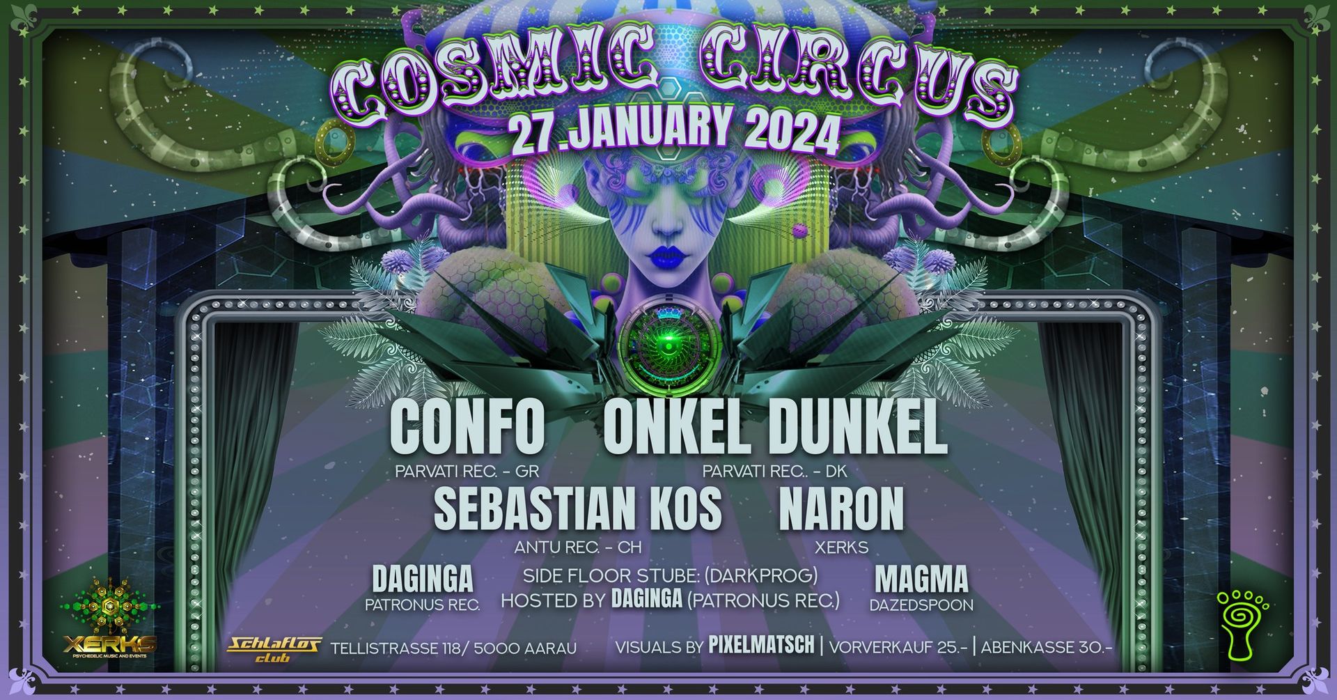 Flyer COSMIC CIRCUS w/ Confo, Onkel Dunkel 2024-01-27 23:00:00