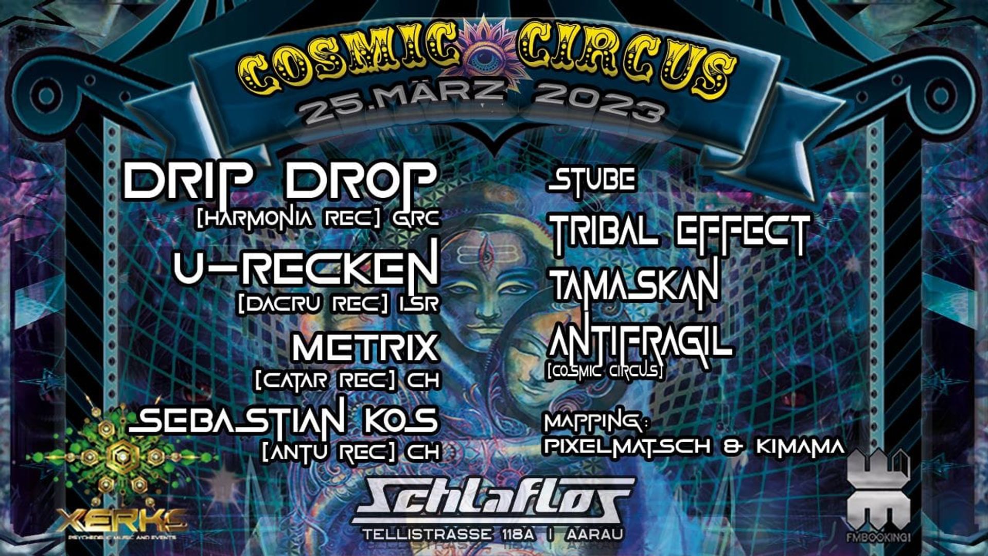 Flyer Cosmic Circus w/ Drip Drop, U-Recken, Metrix 2023-03-25 23:00:00