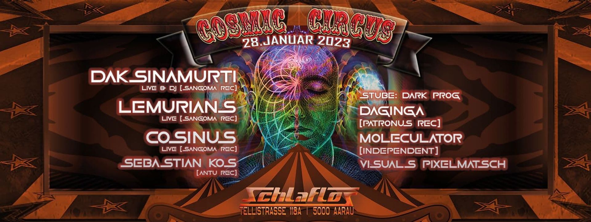 Flyer Cosmic Circus 2023-01-28 23:00:00