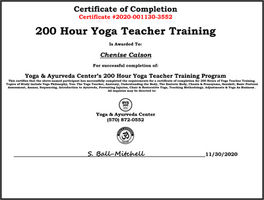 Yoga Teacher Certificate